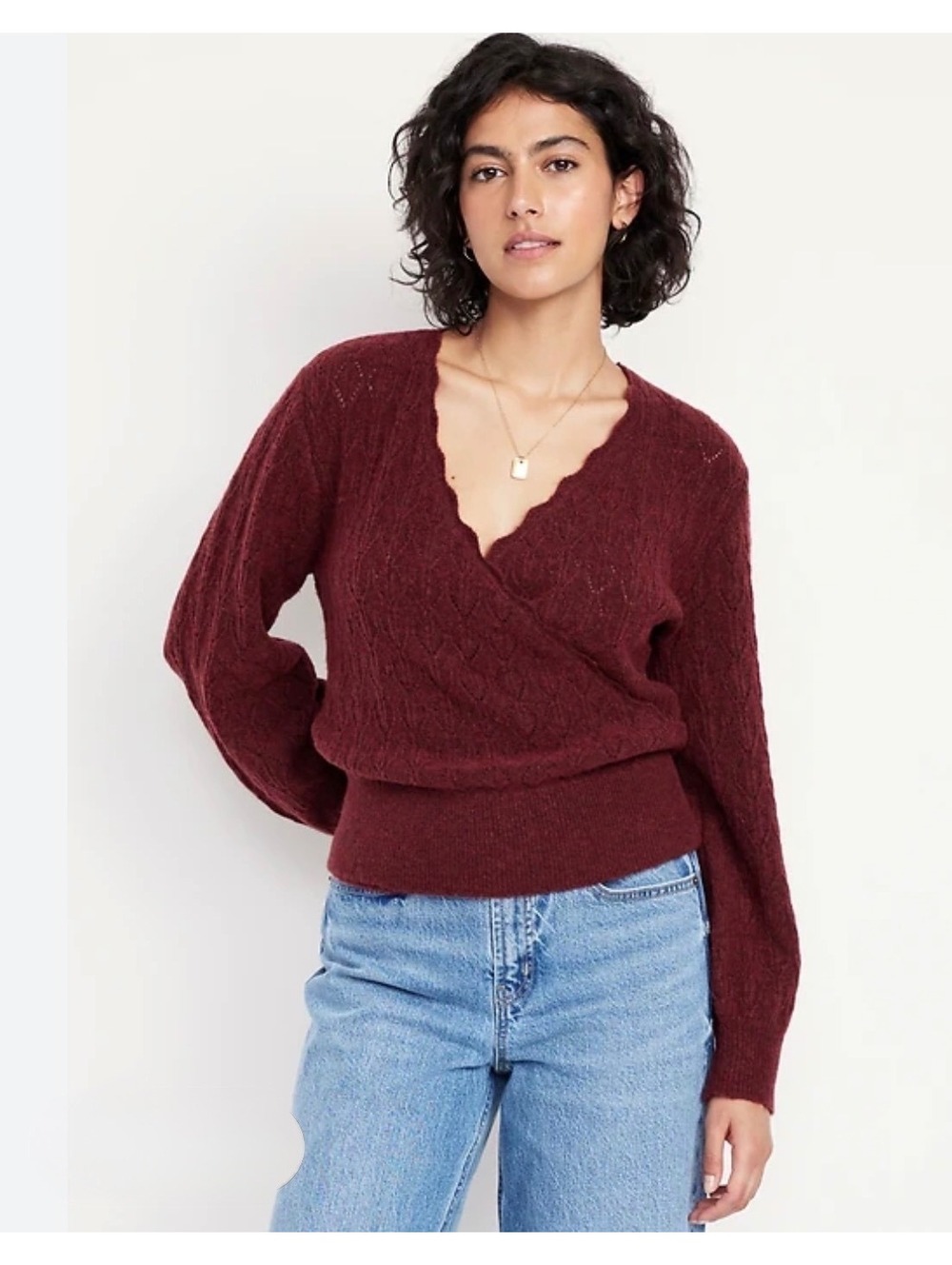 Old Navy Wool Blend Wrap Sweater in Umber Earth Women’s Size Small